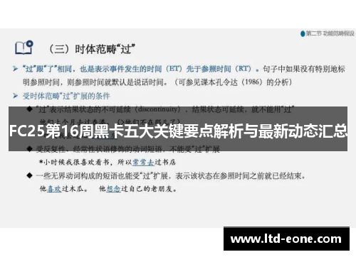 FC25第16周黑卡五大关键要点解析与最新动态汇总
